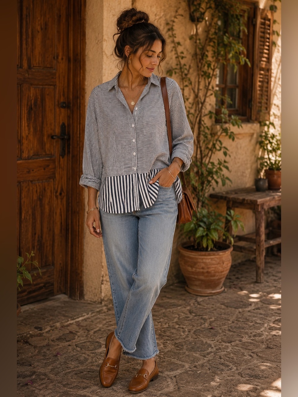 🔥 J. Jill Navy and White Striped Shirt